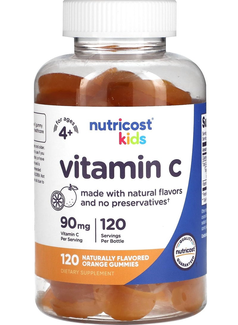 Nutricost Kids, Vitamin C, Ages 4+, Orange, 90 mg, 120 Gummies