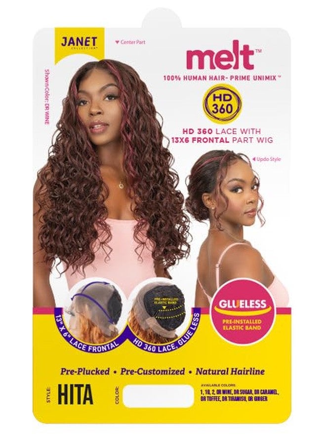 Janet Collection melt HD 360 HUMAN HAIR BLEND PRIME UNIMIX Hand-Tied 13X6 Frontal Baby Hair Transparent Lace GLUELESS HITA WIG With SOFT YAKY TEXTURE (COLOR #DR GINGER) - Image 4
