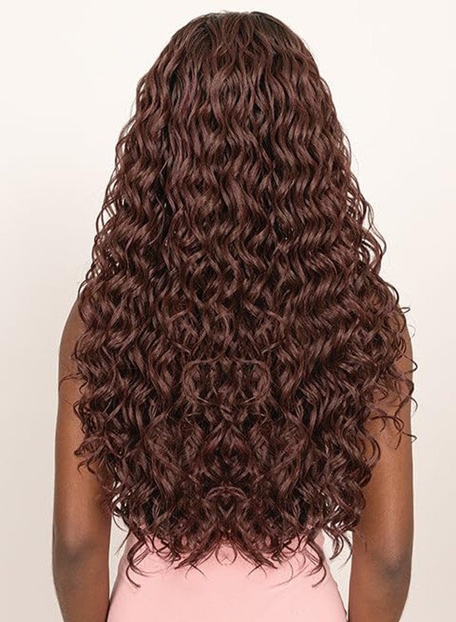 Janet Collection melt HD 360 HUMAN HAIR BLEND PRIME UNIMIX Hand-Tied 13X6 Frontal Baby Hair Transparent Lace GLUELESS HITA WIG With SOFT YAKY TEXTURE (COLOR #DR GINGER) - Image 2