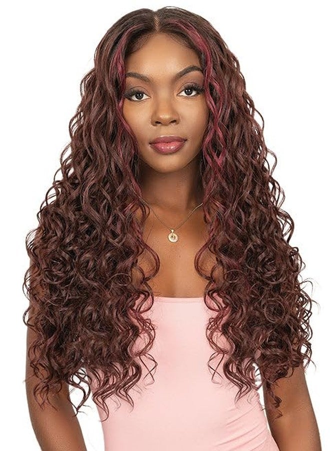 Janet Collection melt HD 360 HUMAN HAIR BLEND PRIME UNIMIX Hand-Tied 13X6 Frontal Baby Hair Transparent Lace GLUELESS HITA WIG With SOFT YAKY TEXTURE (COLOR #DR GINGER) - Image 1