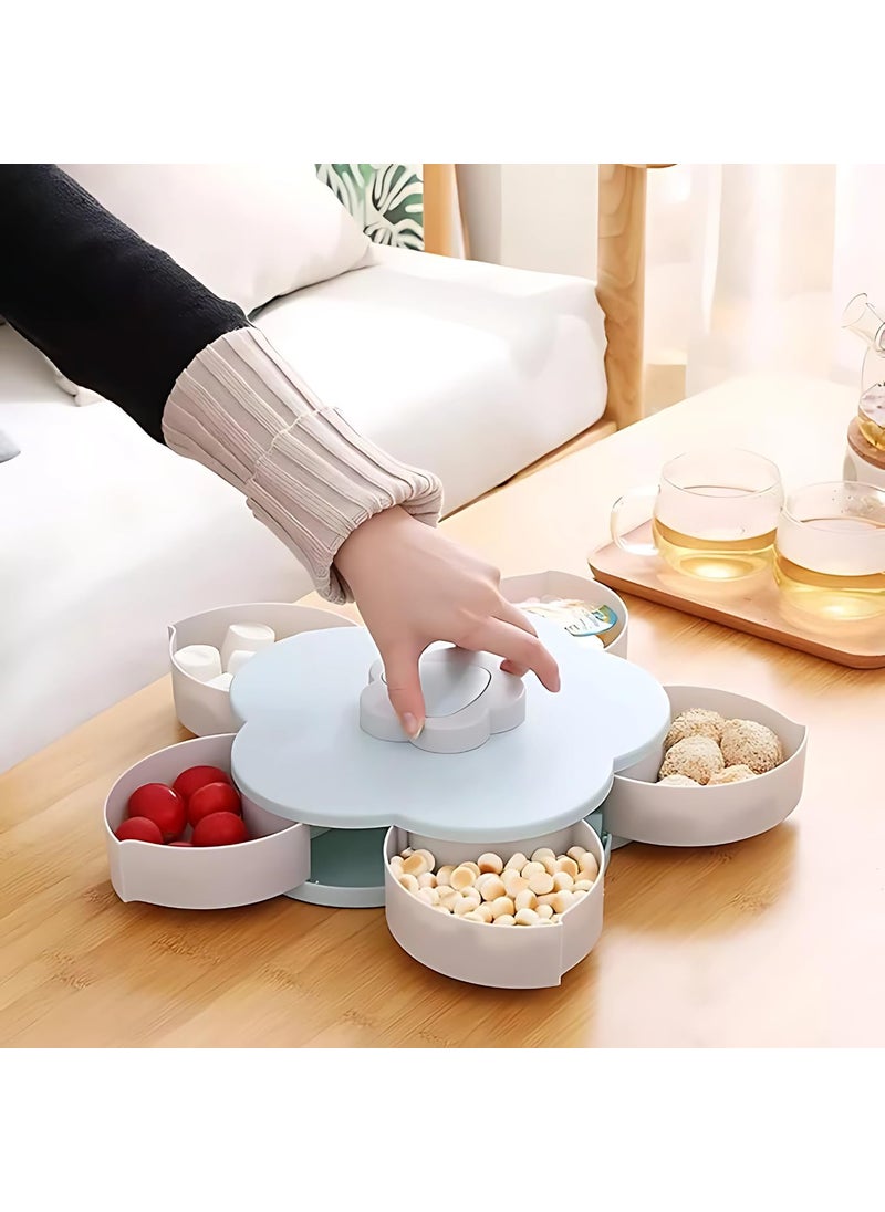 Bellemain BELLE MAIN Flower Shape 5 Grids Fruit Plate Candy Nuts Snack Dry Fruit Candy Chocolate Seeds Storage Box Rotating Tray Organizer with Mobile Stand  - Image 1