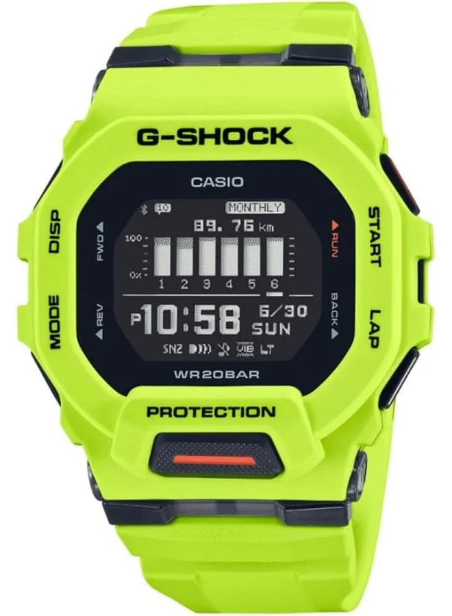 CASIO Casio Digital Black Dial Men's Watch Fluorescent Lime - GBD-200-9DR