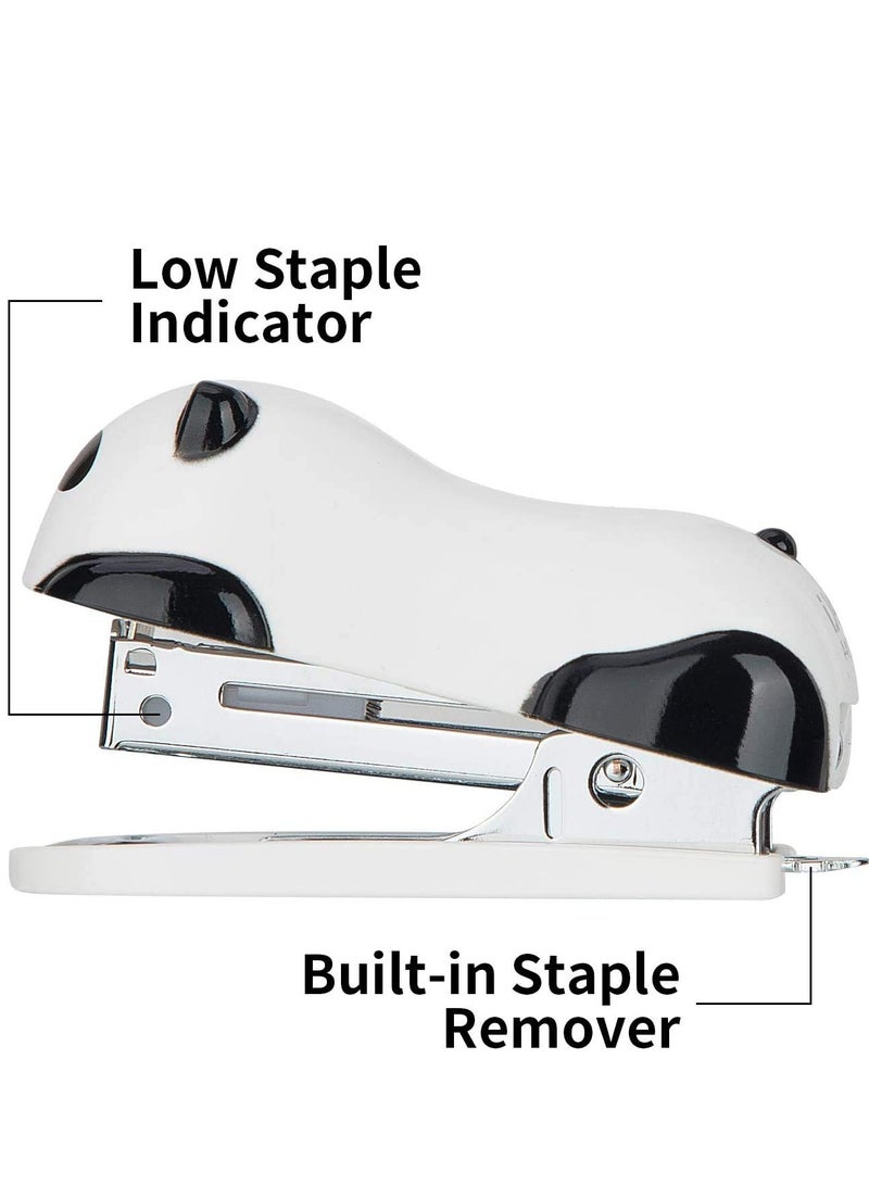 SOLARAE Portable Mini Panda Desktop Stapler Set with 1000PCS No.10 Staples Durable Standard Staplers for Office School Home or Travel - Image 4