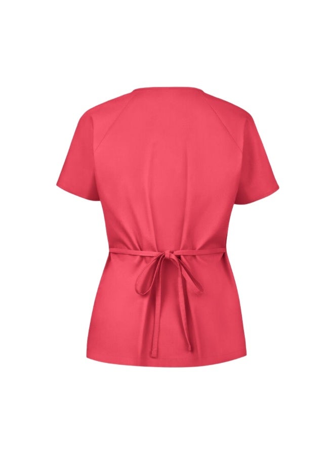 Loquat Womens Medical Scrubs Set Medical Uniform Set Watermelon Red - Image 3