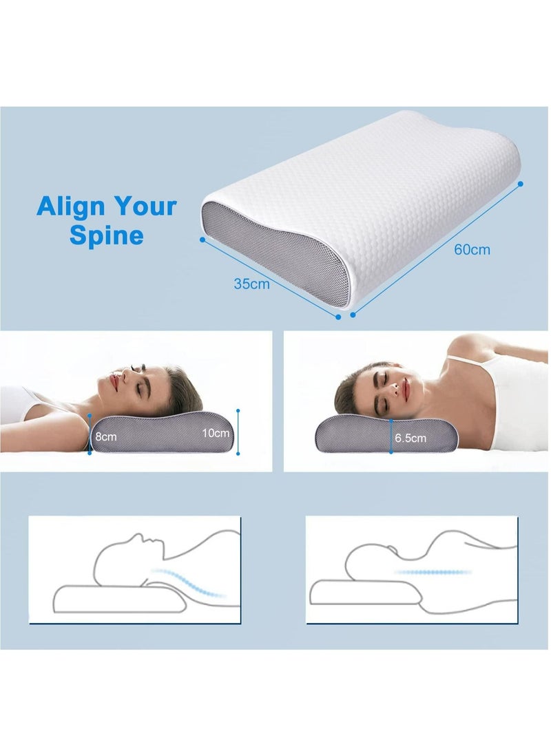 عربست وسادة إسفنجية الذاكرة، وسادة نوم مريحة لعنق الرحم، 2 وسادة لتقويم العظام بارتفاع قابل للتعديل، وسائد سرير  لدعم الرقبة من أجل الجانب الخلفي والمعدة والكتف النائمة لتخفيف الألم مع غطاء قابل للغسل - Image 5