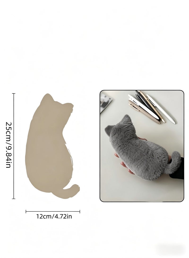 Gray Cat-Shaped Plush Pencil Case, Large-Capacity Stationery Pouch, Cute Multi-Use Organizer Bag - Image 2