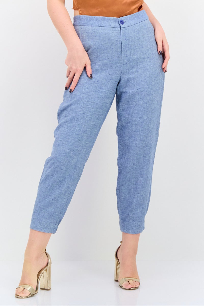 NAH/ Studio Women Regular Fit Heather Tapered Pants, Blue - Image 1
