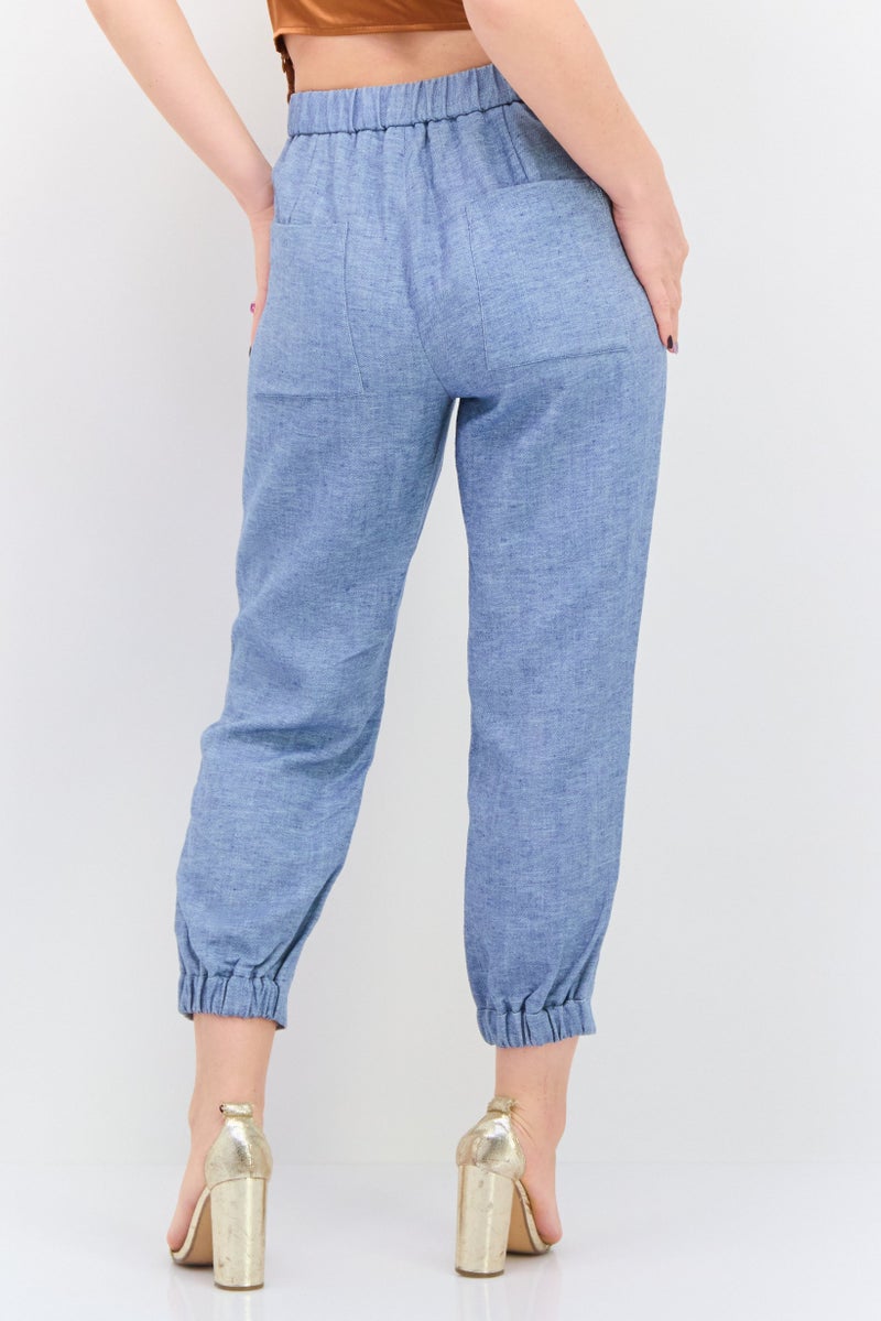 NAH/ Studio Women Regular Fit Heather Tapered Pants, Blue - Image 2