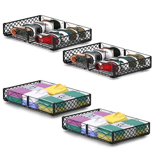 NADAMOO Low Profile Under Bed Storage with Wheels, 4 Pack Rolling Storage Containers, Foldable Metal Organizer Bins - Image 1