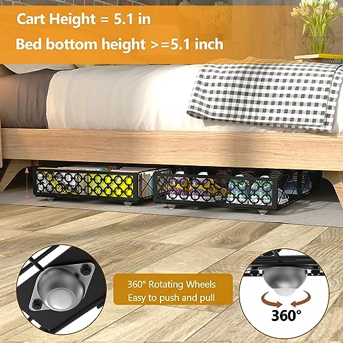 NADAMOO Low Profile Under Bed Storage with Wheels, 4 Pack Rolling Storage Containers, Foldable Metal Organizer Bins - Image 3