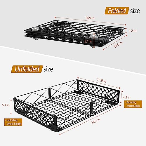NADAMOO Low Profile Under Bed Storage with Wheels, 4 Pack Rolling Storage Containers, Foldable Metal Organizer Bins - Image 2