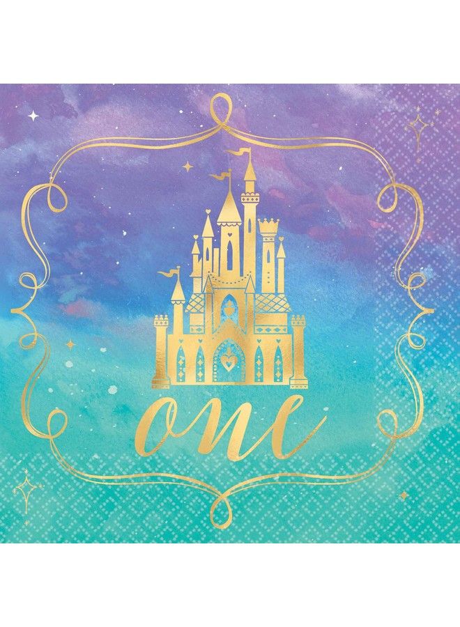 Amscan "Disney Princess" 1St Birthday Metallic Beverage Party Napkins 5" X 5" 16 Ct. - Image 1