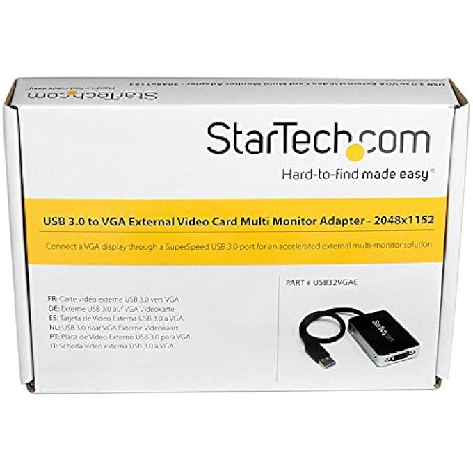 Startech.com USB 3.0 TO VGA EXTERNAL VIDEO CARD MULTI MONITOR ADAPTER - 2048X1152 GRAPHICS CARDS USB32VGAE BLACK - Image 3