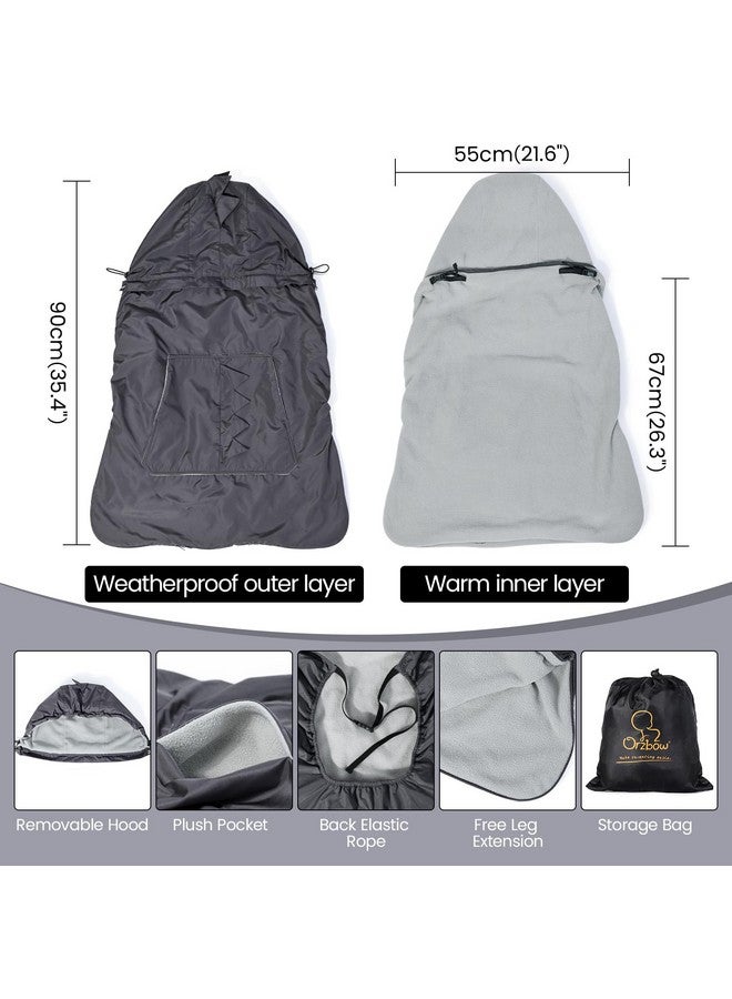 Orzbow Baby Winter Carrier Cover With Detachable Hood, Waterproof & Windproof, With Big Pockets, Universal For Baby Carriers And Baby Waist Stool|With Storage Bag, Dark Grey Dinosaur - Image 2