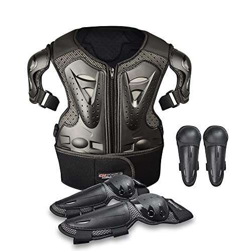 ElCYCO Kids Motorcycle Armor Suit Dirt Bike Gear Chest Protector Motocross for Kids Dirt Bike Chest Protective Gear with Elbow Knee Pads Guards for Cycling(Black) - Image 1