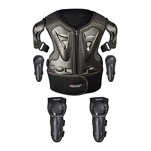 ElCYCO Kids Motorcycle Armor Suit Dirt Bike Gear Chest Protector Motocross for Kids Dirt Bike Chest Protective Gear with Elbow Knee Pads Guards for Cycling(Black) - Image 4