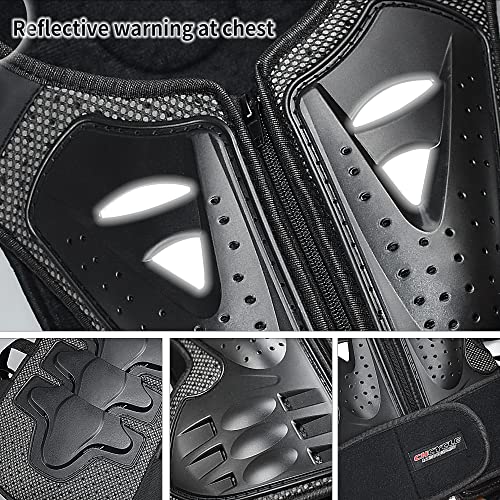 ElCYCO Kids Motorcycle Armor Suit Dirt Bike Gear Chest Protector Motocross for Kids Dirt Bike Chest Protective Gear with Elbow Knee Pads Guards for Cycling(Black) - Image 3