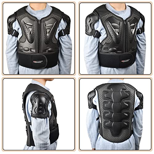ElCYCO Kids Motorcycle Armor Suit Dirt Bike Gear Chest Protector Motocross for Kids Dirt Bike Chest Protective Gear with Elbow Knee Pads Guards for Cycling(Black) - Image 5