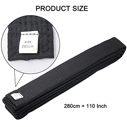 LYMGS 110 Inch Black Karate Belt, 280cm Taekwondo Solid Rank Martial Arts Belts Universal Fit for Judo/Karate/Taekwondo - Image 2