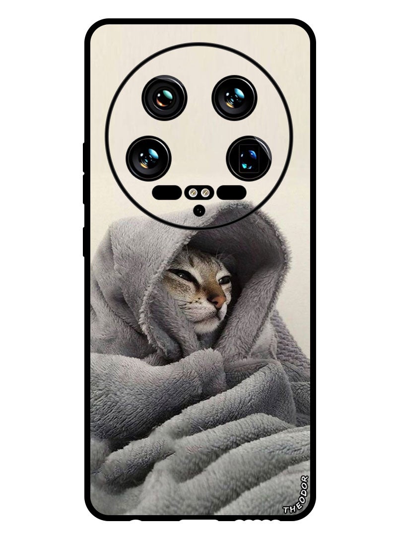 Theodor Protective Case Anti Scratch Shock Proof Bumper Cover For Xiaomi 14 Ultra Cat in Blanket - Image 1