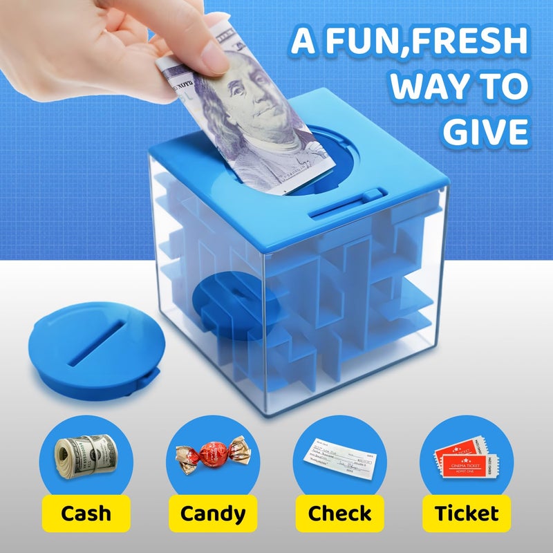 Boxveria Money Maze Puzzle Boxes Blue, Money Gift Boxes for Cash Pop Up, Money Puzzle Box for Cash Gift Kids Adults - Image 4