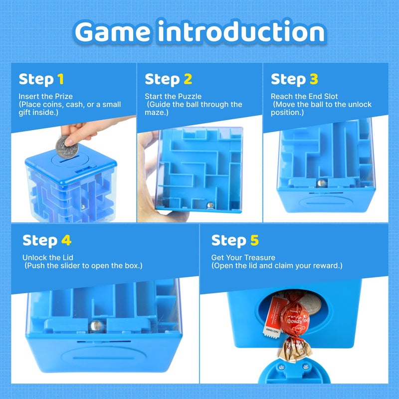 Boxveria Money Maze Puzzle Boxes Blue, Money Gift Boxes for Cash Pop Up, Money Puzzle Box for Cash Gift Kids Adults - Image 5