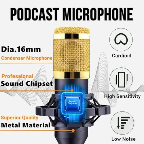 TECHBLAZE Professional Condenser Microphone Kit with Boom Arm Stand, Shock Mount, Pop Filter & XLR Cable – Studio Recording Mic for Podcast, YouTube, Live Streaming & Voiceover - Image 4