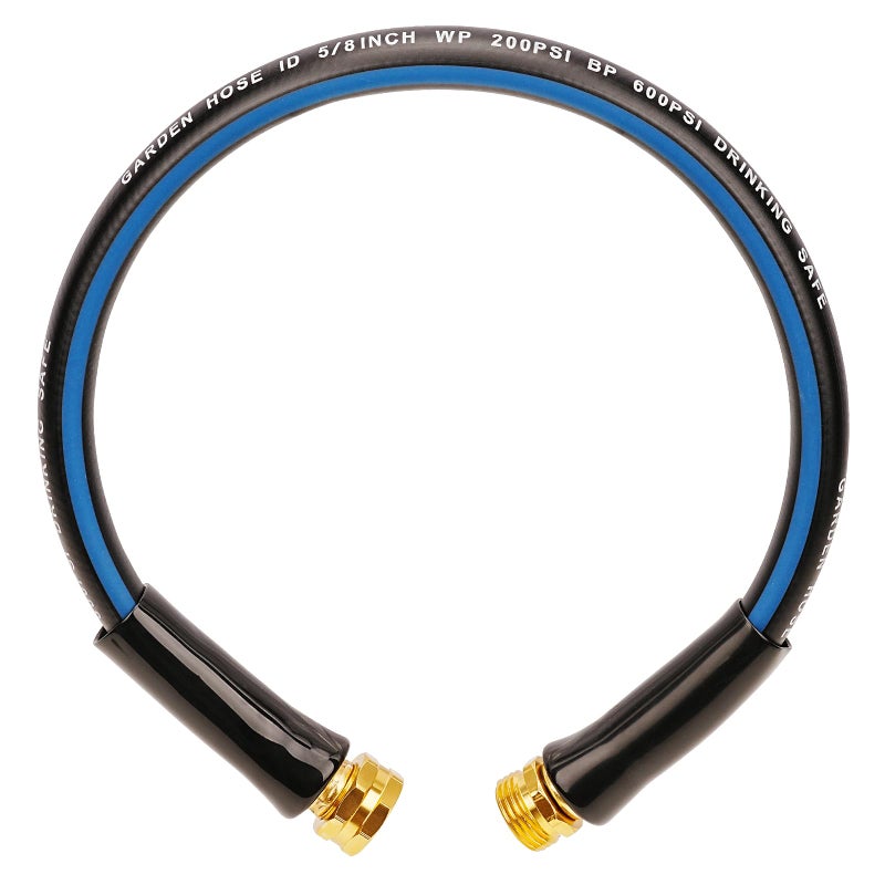 SheeChung Short Garden Hose 2ft x 5/8",Leader Hose for Hose Reel Faucet,Flexible,Lightweight Rubber Hose with Male to Female Fittings,Small Water Hose Heavy Duty,Kink Free,3/4"GHT - Image 1
