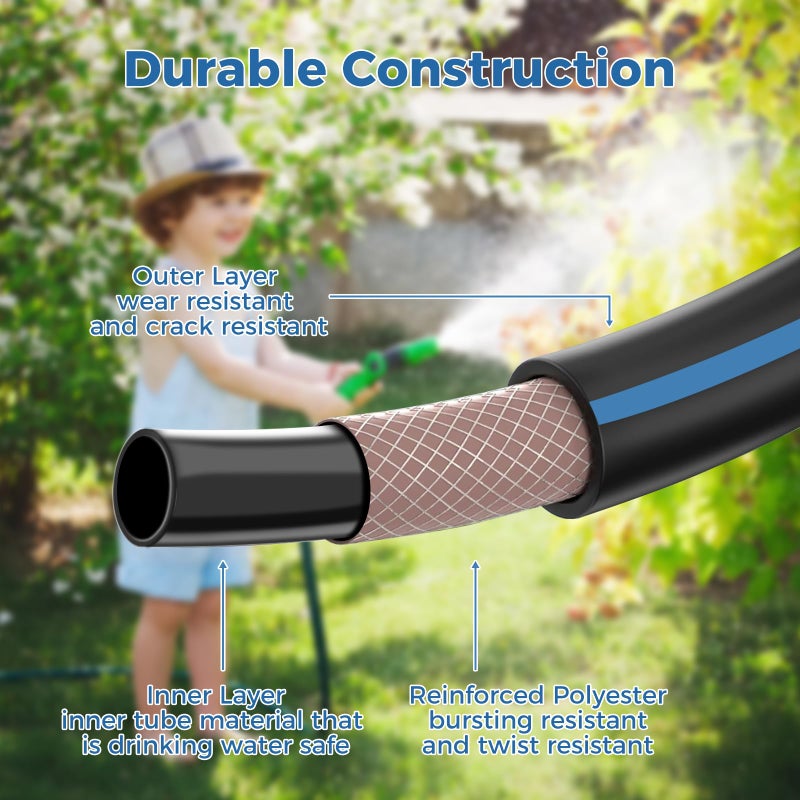 SheeChung Short Garden Hose 2ft x 5/8",Leader Hose for Hose Reel Faucet,Flexible,Lightweight Rubber Hose with Male to Female Fittings,Small Water Hose Heavy Duty,Kink Free,3/4"GHT - Image 4