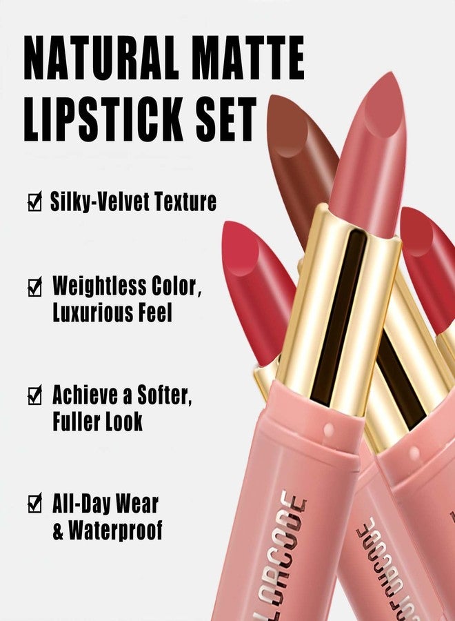 COLORcode 6Pcs Matte Lipstick Set for Women, Nude Pink Brown Rose Red Purple Long Lasting Lipstick 24 hour Waterproof, with Retractable Dual-Ended Lip Brush, Velvet Finish Lip Makeup Gift Kit for Women - Image 4