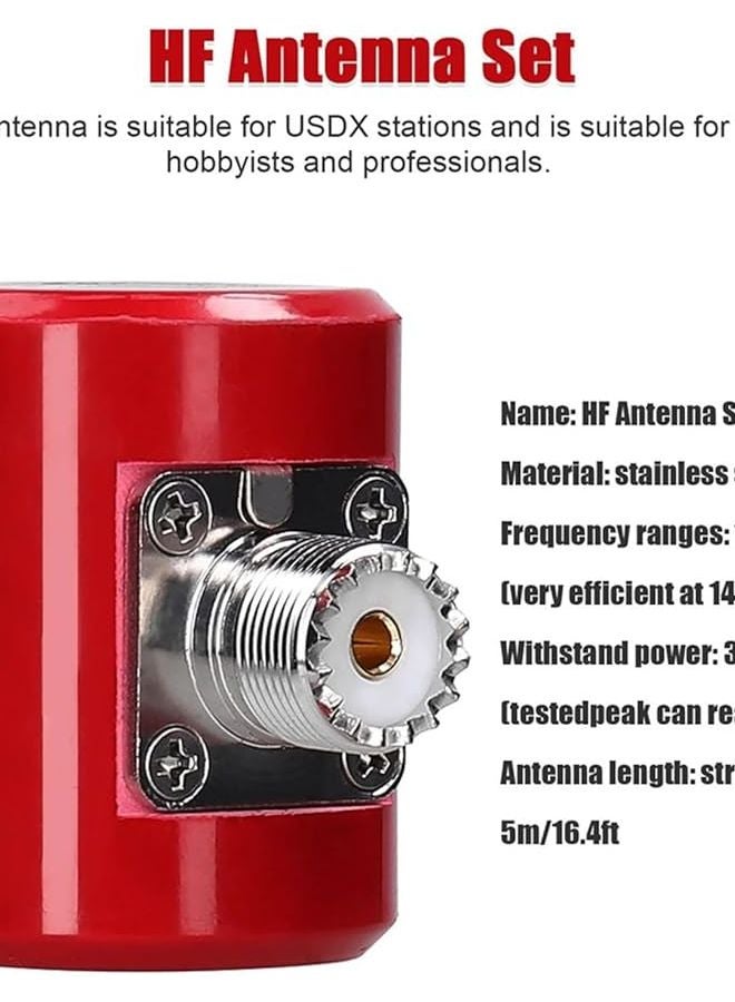 HF Antenna 14M 30MHz 300W 600W Stainless Steel 1 4 Wavelength Telescopic 5M 1 Set - Image 3