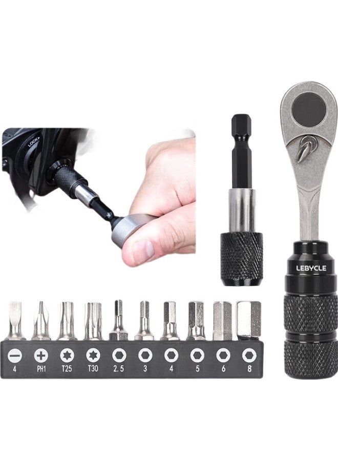 LeBycle Mini Portable Ratchet Wrench Bicycle Set, Road And Mountain Bike Repair Tools, Multi-Functional High-Strength - Image 3