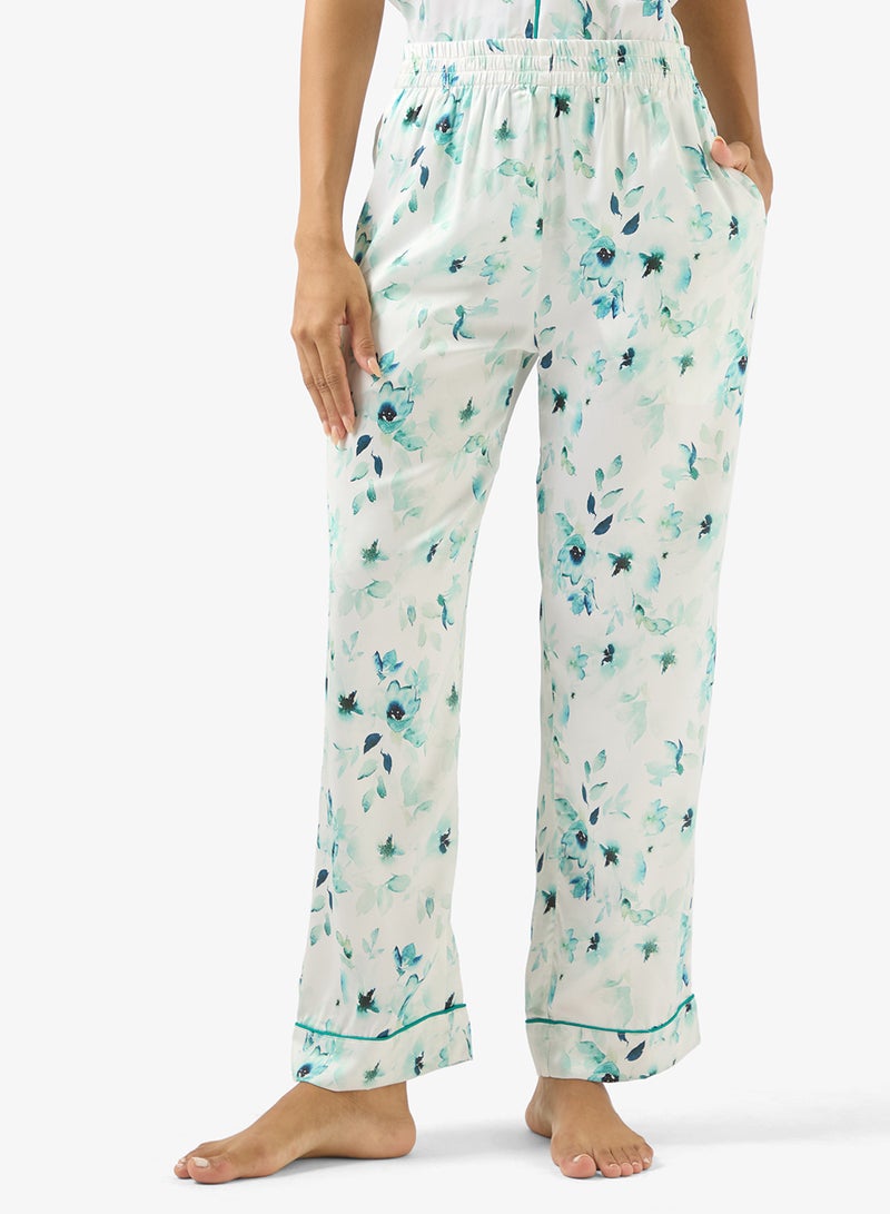 جينجر طقم بيجامة ساتان بطبعة زهور بقصة مريحة - Image 4