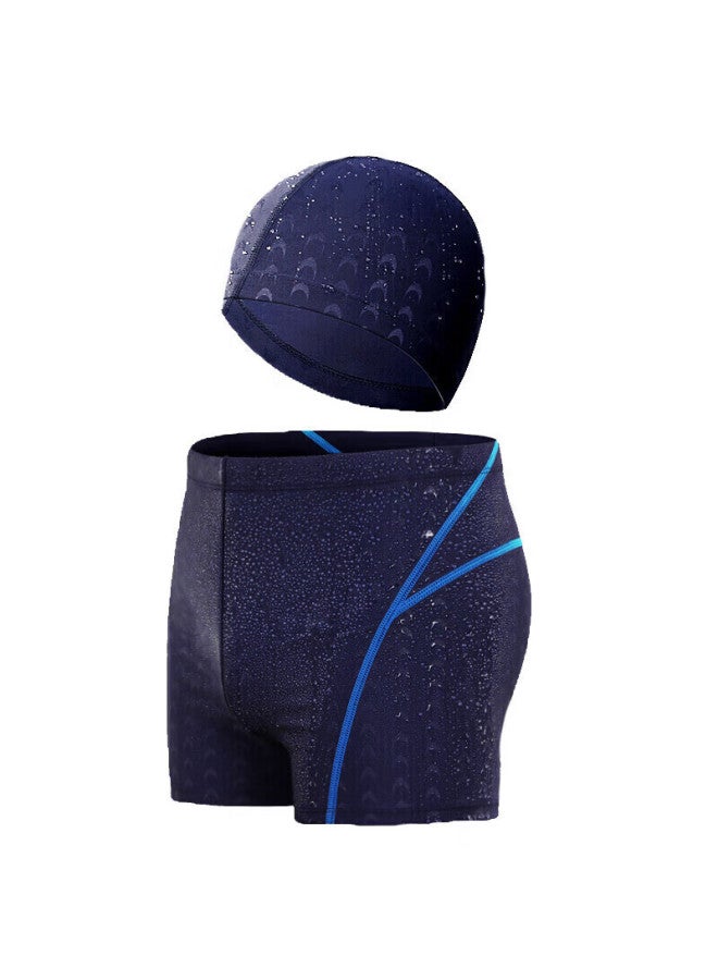 Skin-friendly Yifu Men's Square Leg Swim Trunks Men's Swimwear Beach Shorts Hot Spring Swimming Equipment Blue 4XL - Image 1
