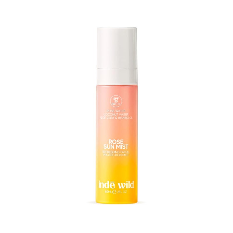 indē wild رذاذ الشمس من إندي وايلد برائحة الورد SPF 50+ PA++++ | 60 مل | رذاذ ترطيب سهل الاستخدام بماء الورد، جل الصبار، ماء جوز الهند وأكسيد الزنك | يوفر حماية من أشعة UVA/UVB | مثالي لإعادة التطبيق فوق المكياج - Image 1