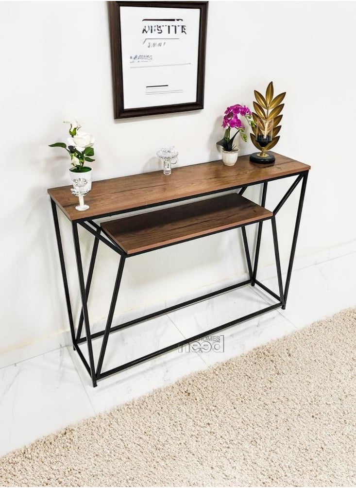 AGD - Two-Layer Wood Console with Stable and Durable Metal Frame, Unique Design Reflects Authenticity and Luxury for your Living Room, Entryway, Office - Image 1