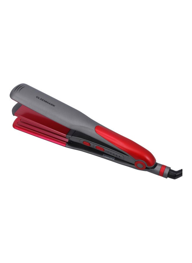 Olsenmark 2-in-1 Hair Straightener for Straight and Wave Hair, Omh4085, Wide Floating Plate Straightener With Adjustable Temperature and 360 Degree Swivel Cord Black / Red 0.52kg - Image 4