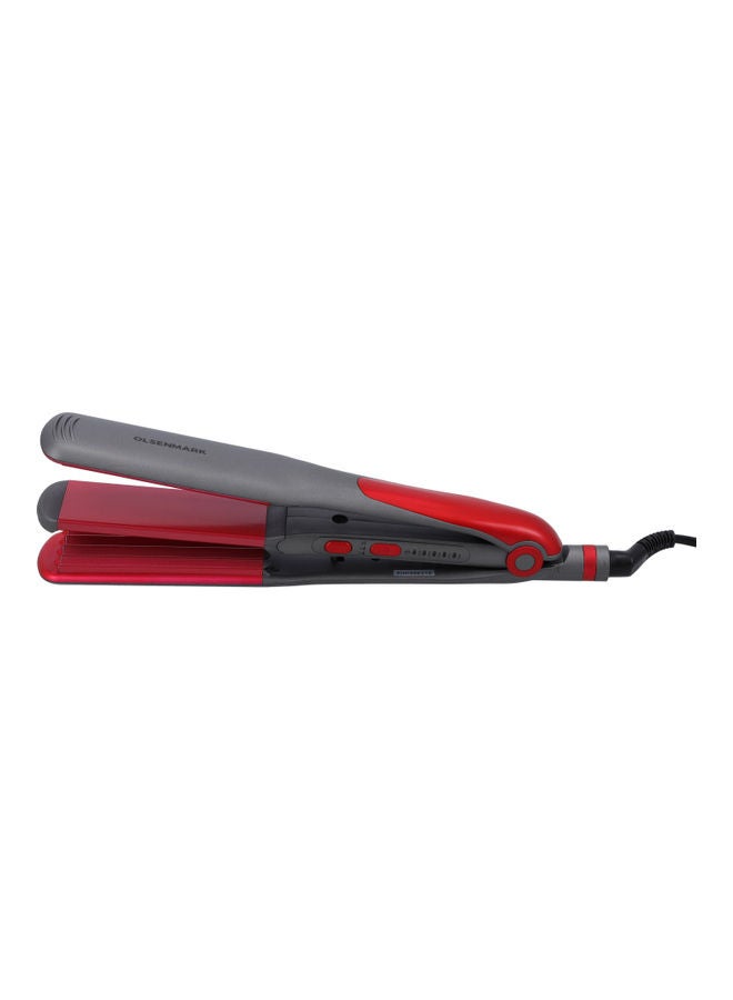 Olsenmark 2-in-1 Hair Straightener for Straight and Wave Hair, Omh4085, Wide Floating Plate Straightener With Adjustable Temperature and 360 Degree Swivel Cord Black / Red 0.52kg - Image 1