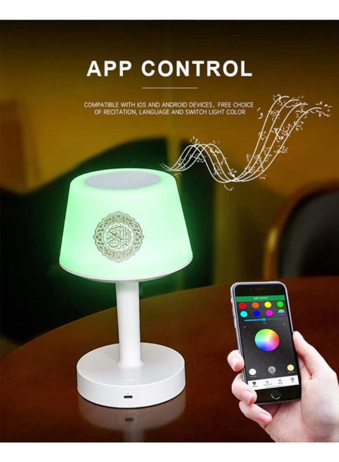 كروني SQ-917 - مصباح مكبر صوت قرآن رقمي - تطبيق ضوء ليلي للأطفال مزود ببلوتوث، مشغل أذان، مكبر صوت عالي الدقة 5 واط وجهاز تحكم عن بعد لتعلم الإسلام، تشغيل ملفات MP3/TF - Image 4