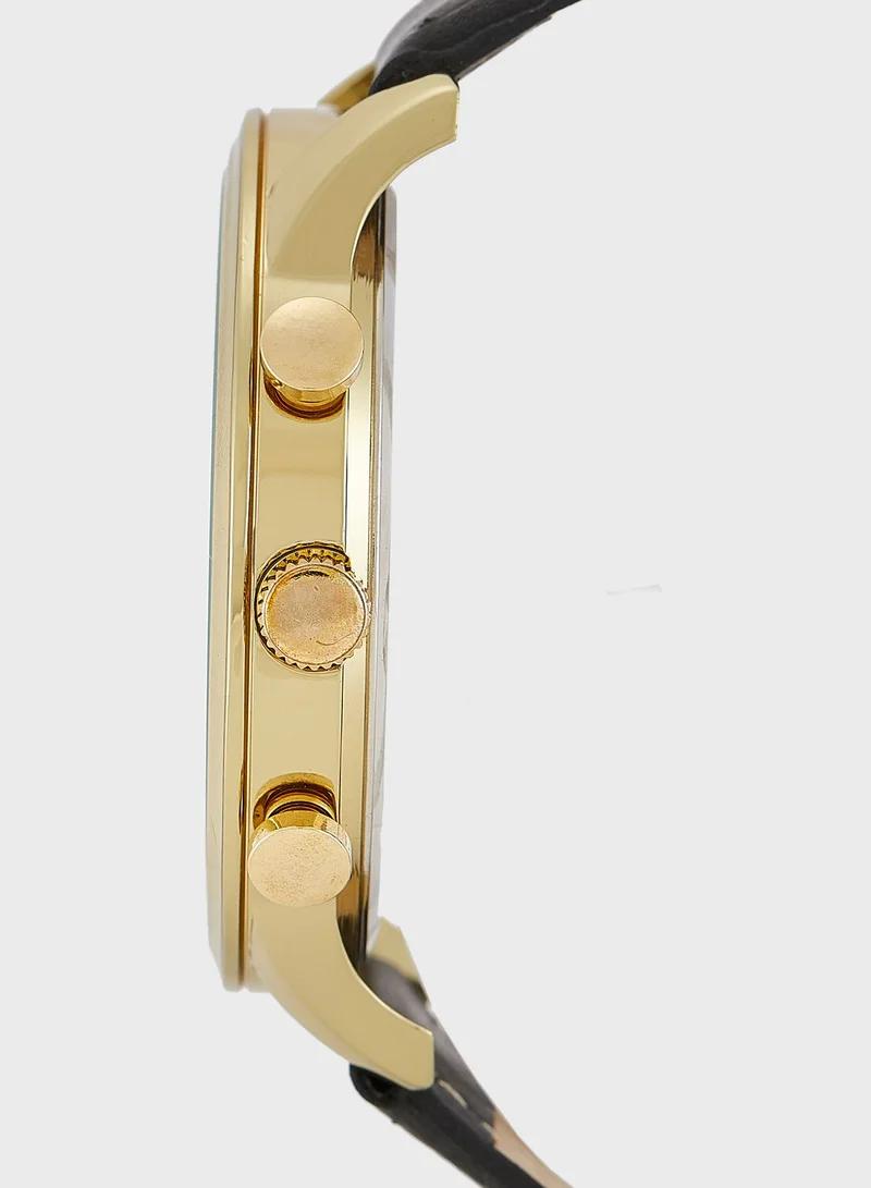 English Laundry Pu Strap Analog Watch & Cuff Links Set