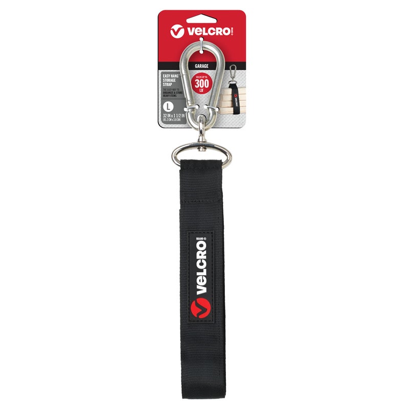 VELCRO Brand Easy Hang Strap | Heavy Duty Outdoor Storage Extension Cords, Cables, Tools, Bikes | Organization for Garden, Shed, RV, Large - up to 300 lbs, Black - Image 1