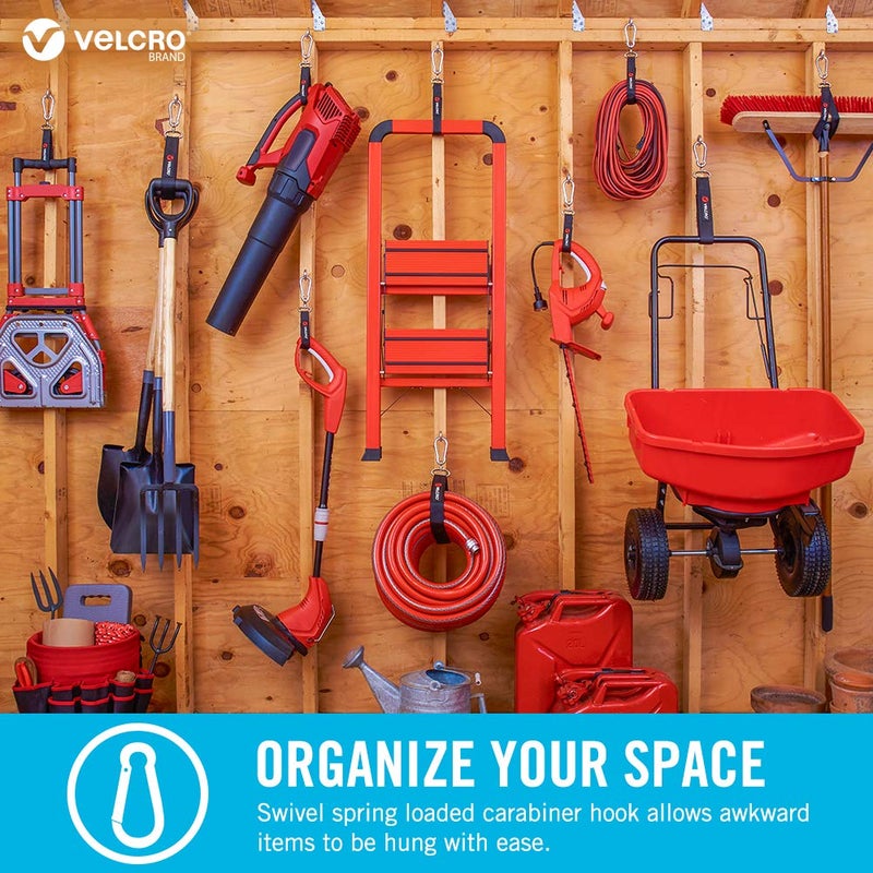 VELCRO Brand Easy Hang Strap | Heavy Duty Outdoor Storage Extension Cords, Cables, Tools, Bikes | Organization for Garden, Shed, RV, Large - up to 300 lbs, Black - Image 2