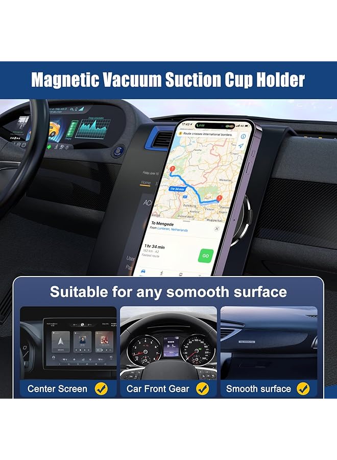 KASTWAVE Magnetic Suction Phone Mount For Car/Gym/Mirror/All Smooth Surfaces, Compatible With Magsafe 15/14/13/12 - Image 2