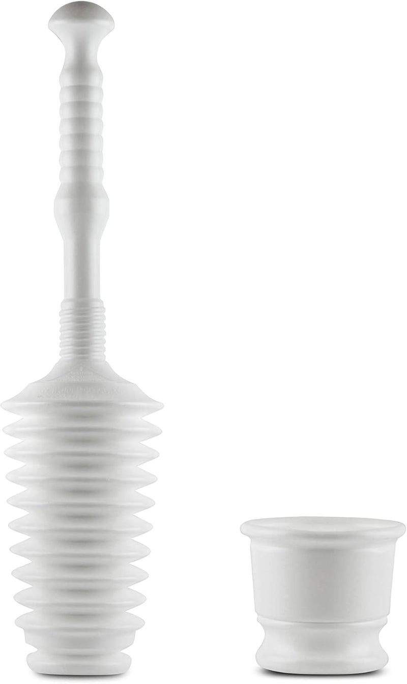 Master Plunger MP500-B4 Heavy Duty Bathroom Toilet Plunger Kit with Short Bucket. Equipped with Air Release Valve, White - Image 1