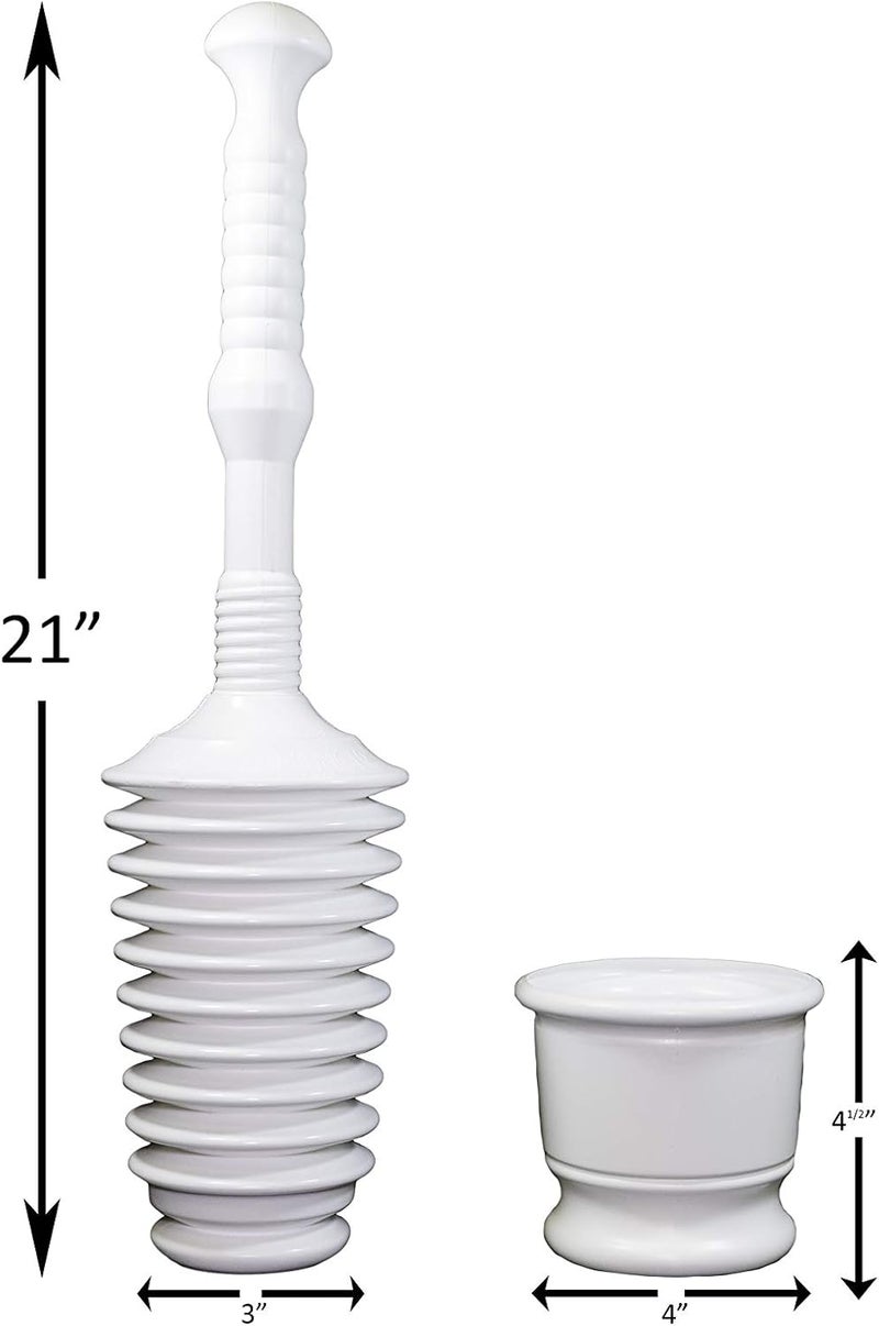Master Plunger MP500-B4 Heavy Duty Bathroom Toilet Plunger Kit with Short Bucket. Equipped with Air Release Valve, White - Image 2