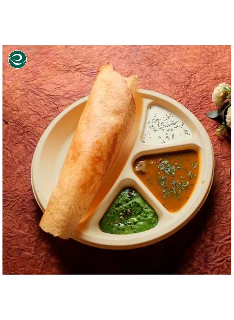 ايكو سول أطباق تفل قصب السكر مستديرة مقاس 1 بوصة و4 أقسام، 10 قطع غير مبيضة - Image 2