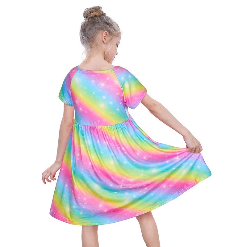 ICOSY Girls Nightgowns Unicorn Dress Pajamas for Kids Toddler Princess Nightgown Dress Unicorn Clothes for Girls Rainbow - Image 3