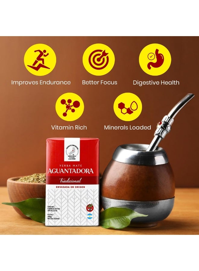 Yerba Mate Aguantadora Traditional Yerba Mate 250 Gram, Gluten-Free Stems Without T.A.C.C., Energy-Boosting Organic Drink With Antioxidants, Vitamins, Made In Argentina - Image 2
