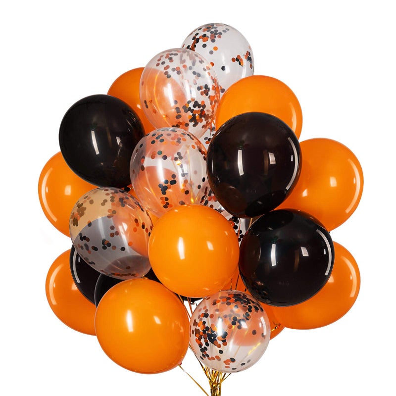 GAKA Orange Confetti and Black Balloons 12 Inch 3 Style Pack of 50,Party Helium Balloon,Halloween Party Decorations Supplies - Image 5