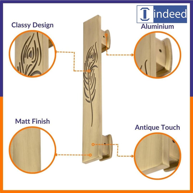 Indeed مقبض باب رئيسي من النحاس بتشطيب عتيق | ديكور منزلي | ديكور باب | مقبض باب نحاسي | تصميم طرق نحاسي 1 (الحجم - 12 بوصة) (صنع في الهند) - Image 4